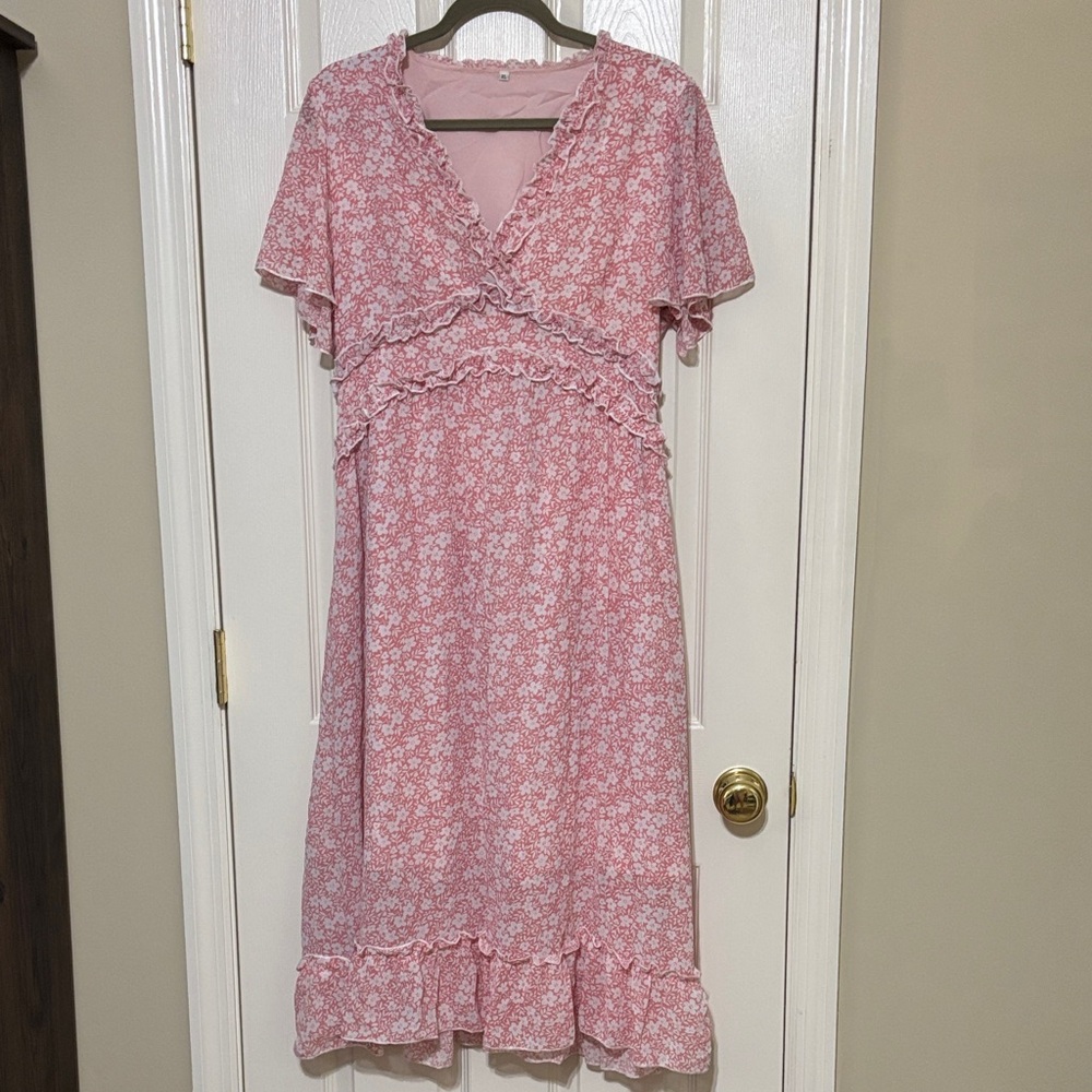 Pink ruffled dress